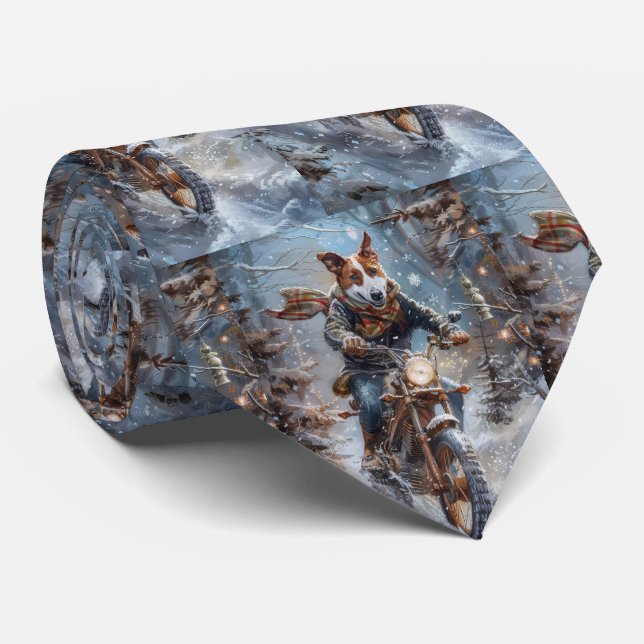 Cravate Basenji Chien équitation Moto Noël (Roulé)