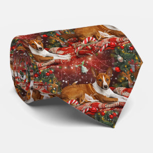 Cravate Basenji chien festif de Noël