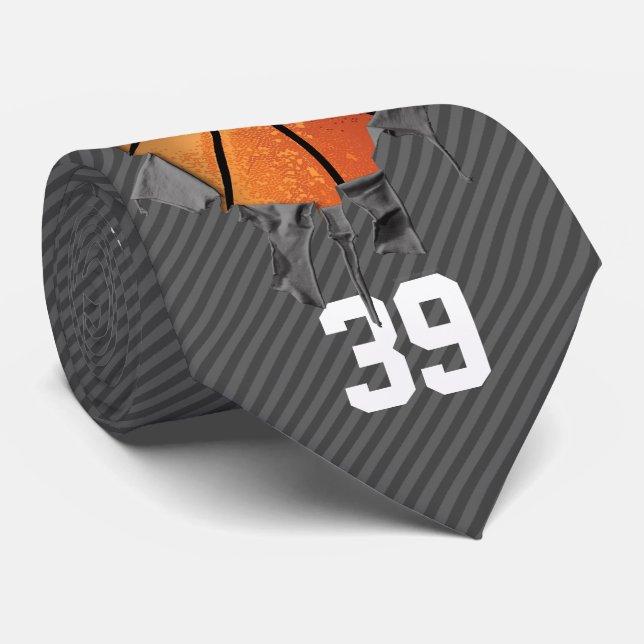 Cravate Basket-ball déchiré (foncé/personnalisé) (Roulé)