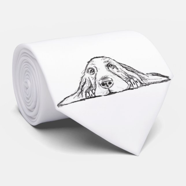 Cravate basset blanc (Roulé)