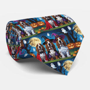 Cravate Basset Hound Chiens Citrouille Halloween Funny