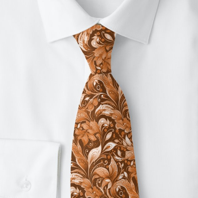 Cravate Batik botanique marron (Créateur téléchargé)