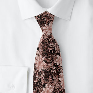 Cravate Batik floral au chocolat