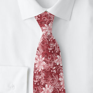 Cravate Batik floral Grenat