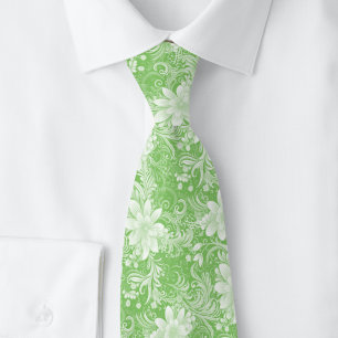 Cravate Batik Floral Menthe