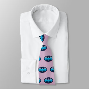 Cravate Batman Symbole rose et bleu