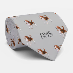Cravate Beagle Bliss : Monogramme Beagle Motif Gray