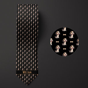 Cravate Beagle de dessin animé noir