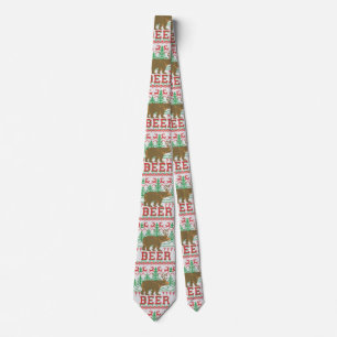Cravate Bear Deer or Beer Christmas Jumper Knit Style