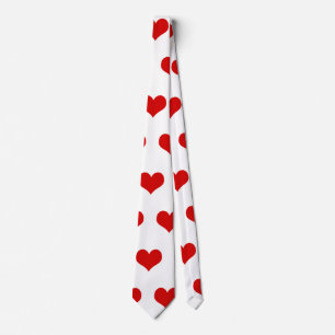 Cravate Beau coeur rouge imprimé blanc