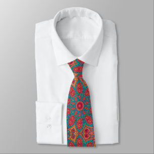 Cravate Beau motif orange turquoise rose de zen