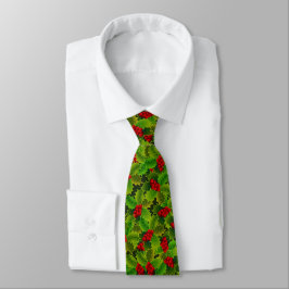 Cravate Beau Noël de Green Holly et Red Berries