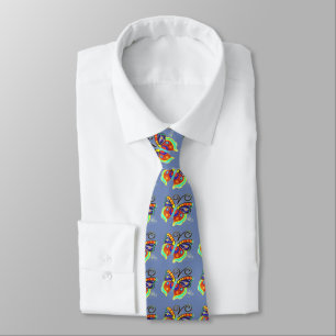 Cravate beau papillon multicolore bleu