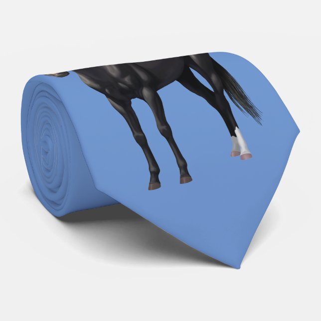 Cravate Beau Stallion Cheval du Quartier Noir (Roulé)