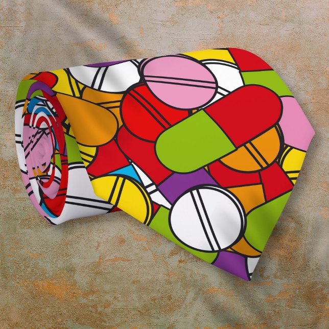 Cravate Beaucoup de pilules (Lots of Pills Coloful Modern Pattern Tie)