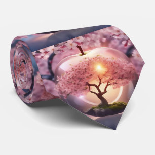 Cravate "Beauté réfléchie : Pomme de verre avec arbre en f