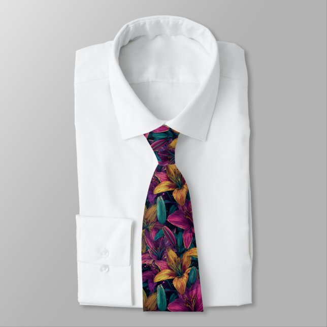 Cravate Beautiful Men Gifts Lilies Floral (Attaché)