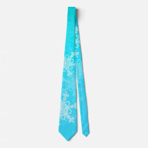 Cravate Beaux flocons de Noël bleu et blanc pâle