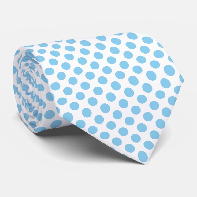 Cravate Bébé Bleu sur Blanc Grand Taille Pois (Roulé)