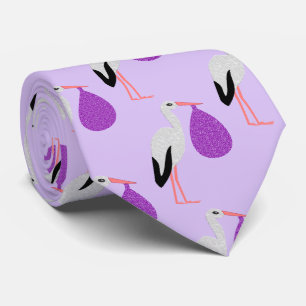 Cravate Bébé cigogne motif violet genre neutre