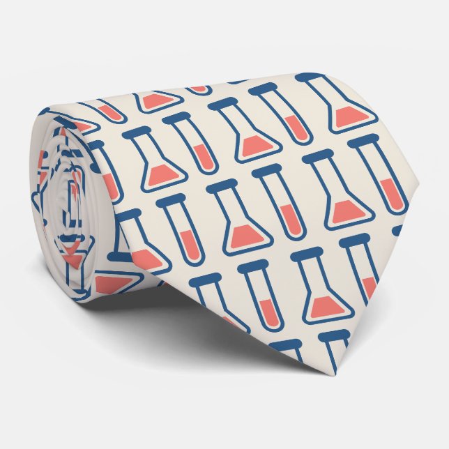 Cravate Bécher et essai Tube science Motif à thème (Roulé)
