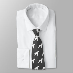 Cravate Bedlington Terrier Chien Silhouettes Motif Gris