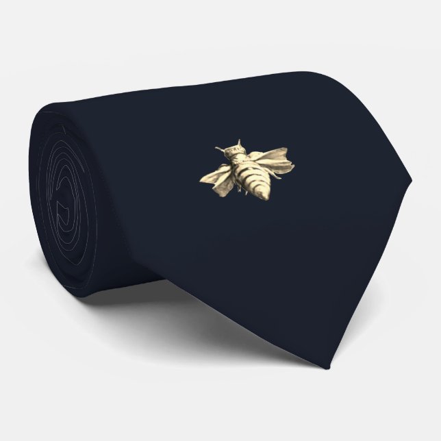 Cravate Bee - abeille - navy (Roulé)