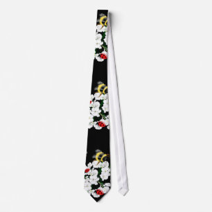 Cravate Bees ladybirds fleurs blanc noir Art par LeahG