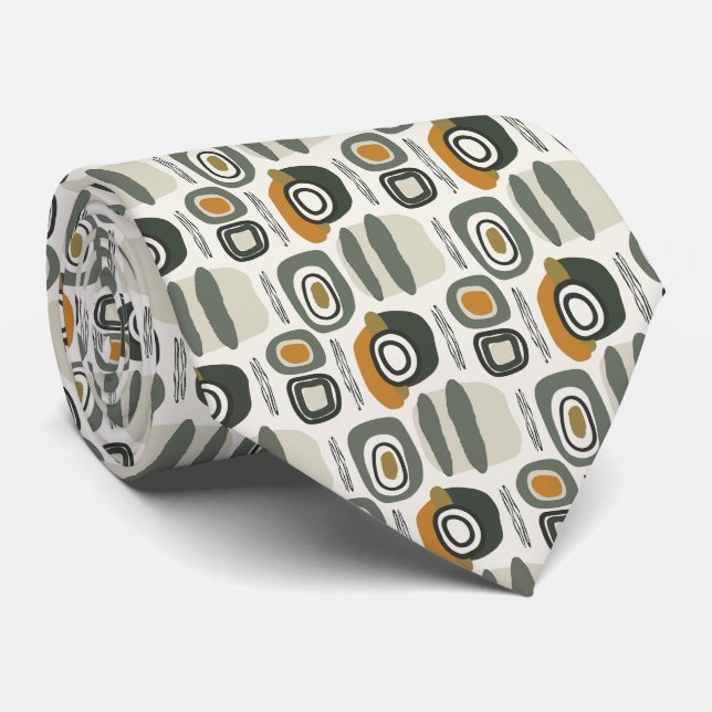 Cravate Beige & Sage Vert Simple Boho (Roulé)