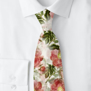 Cravate Belle Aquarelle Delicate Fleurs de Pavot