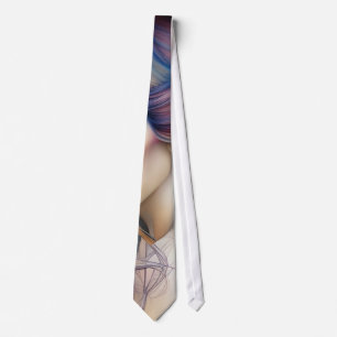 Cravate Belle dame Pastel avec longue traînée de cheveux