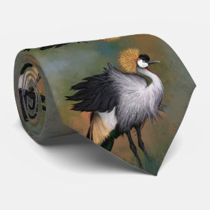 Cravate Belle grue couronnée gris - Art de la peinture
