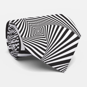 Cravate Belle illusion optique en spirale blanche noire