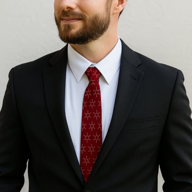 Cravate Benzene Molecule Motif Rouge (Benzene Molecule Pattern Red Neck Tie)