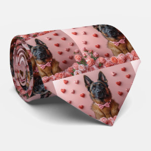 Cravate Berger belge Malinois avec des Roses - Saint-Valen