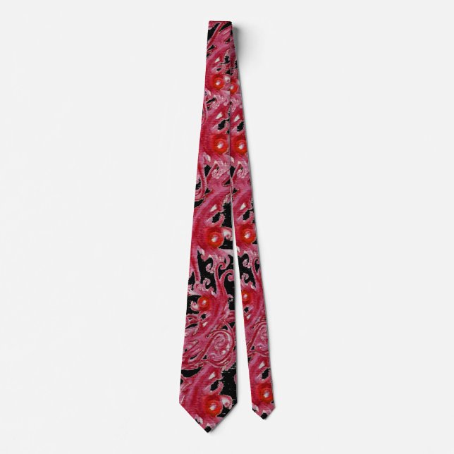Cravate BERRIES MAGIQUES Imaginaire Black Red Rose florale (Devant)