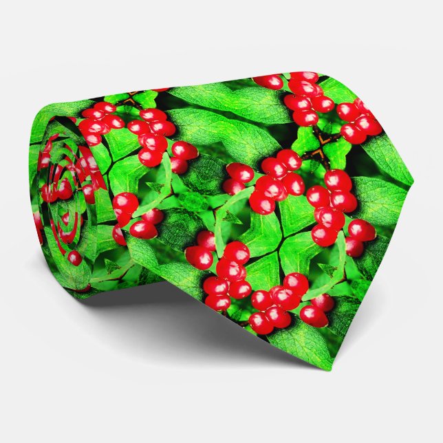 Cravate Berries rouges avec Raindrops Abstrait Motif de la (Roulé)
