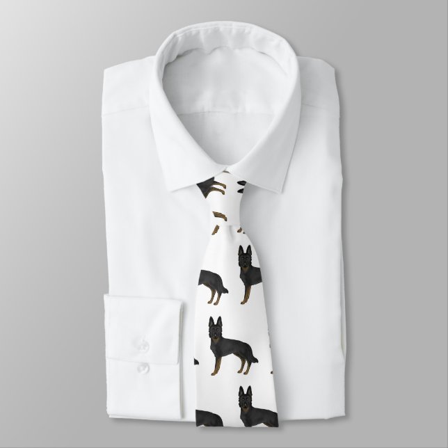 Cravate Bi-noir berger allemand mignon Motif de dessin ani (Attaché)