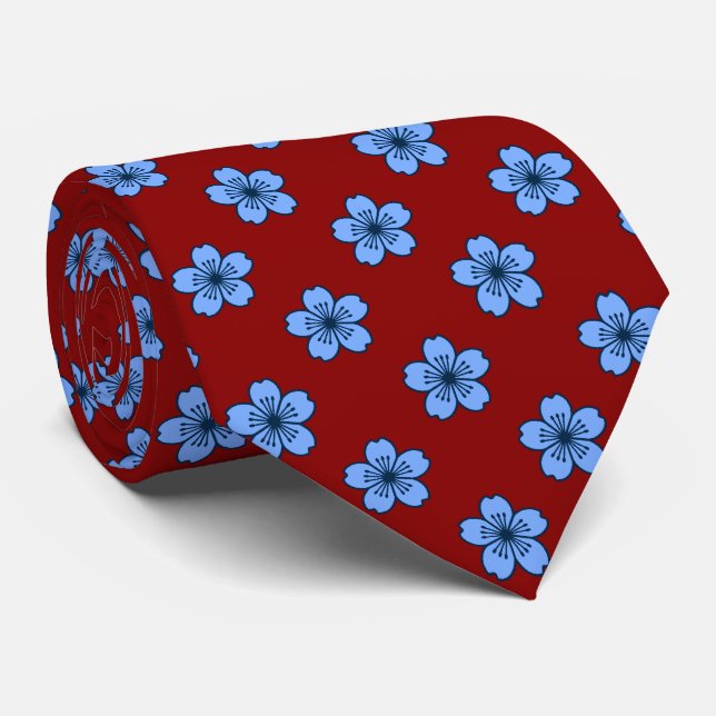 Cravate Bilatéral floral hawaïen de ketmie moderne imprimé (Roulé)