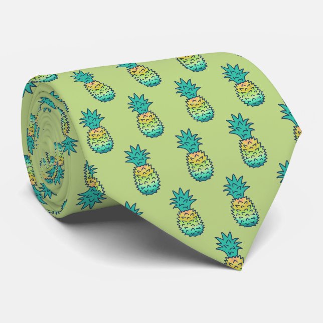 Cravate Bilatéral hawaïen d'ananas de Pina Colata imprimé (Roulé)