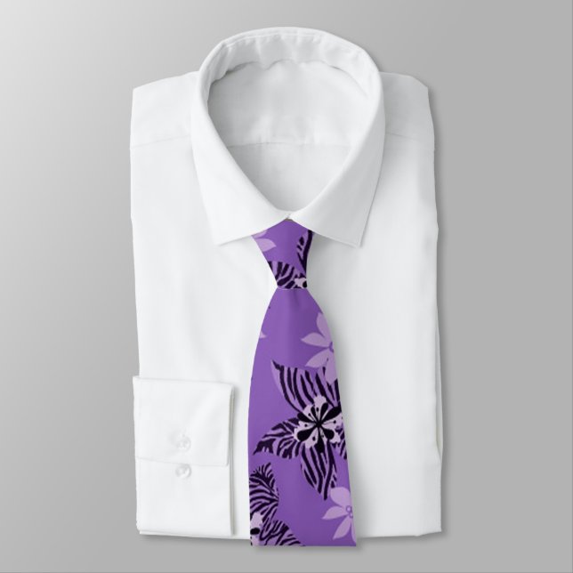 Cravate Billy Bong Hawaiian - Purple Passion Flower Satin (Attaché)
