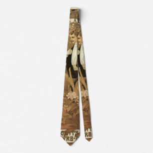 Cravate Biscuits Flirt Art Nouveau Vintage, Alphonse Mucha