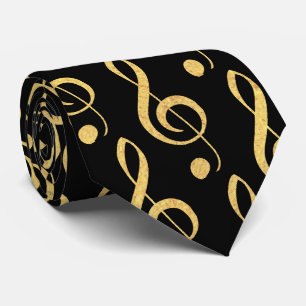 Cravate Black and Gold Musical Treble Clef