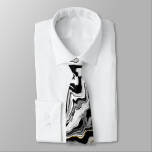Cravate Black and white, gold marble Neck Tie