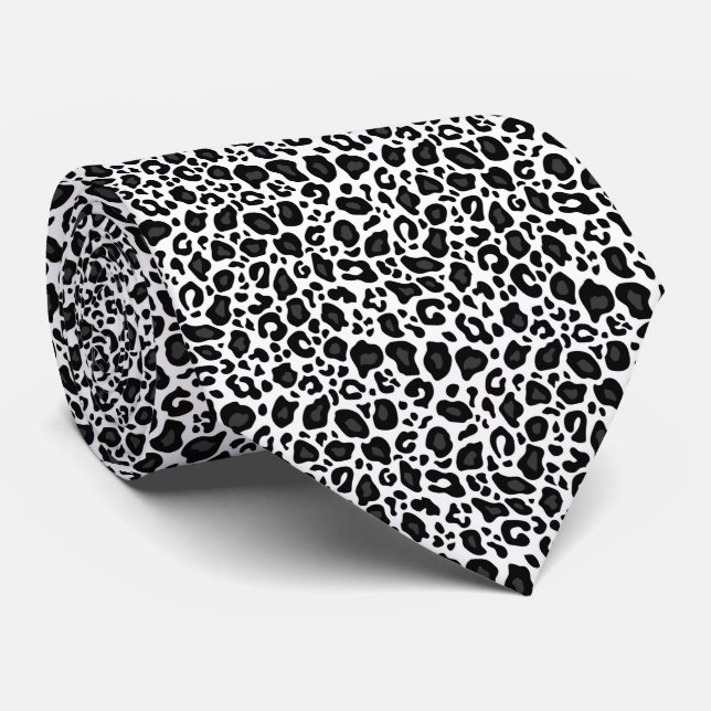 Cravate Black and white leopard cheetah pattern (Roulé)