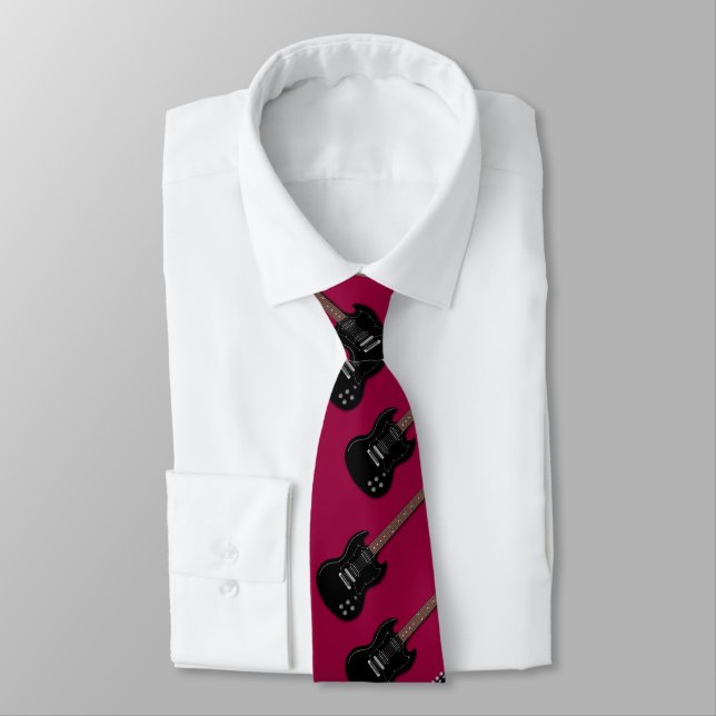 Cravate Black Electric Guitares Musiciens Bourgogne Cravat (Attaché)