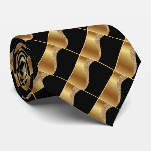 CRAVATE BLACK GOLD WAVE GEOMETRIC ABSTRACT TIE