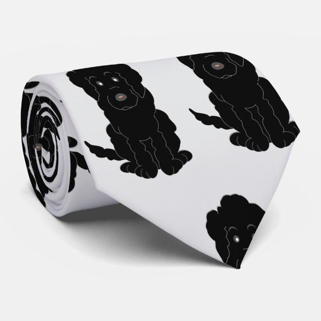 Cravate Black Goldendoodle Design Any Colour Background (Roulé)