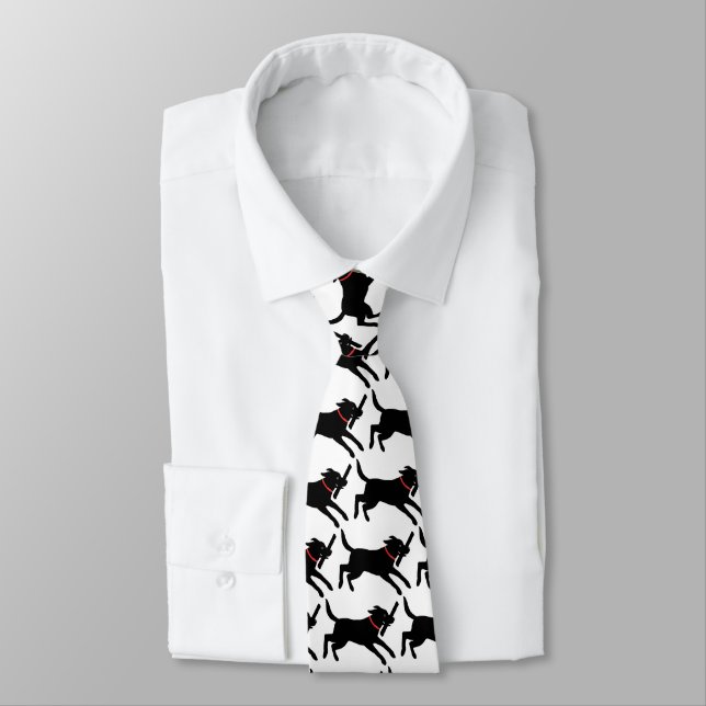 Cravate Black Labrador Retriever Motif Running Chien (Attaché)