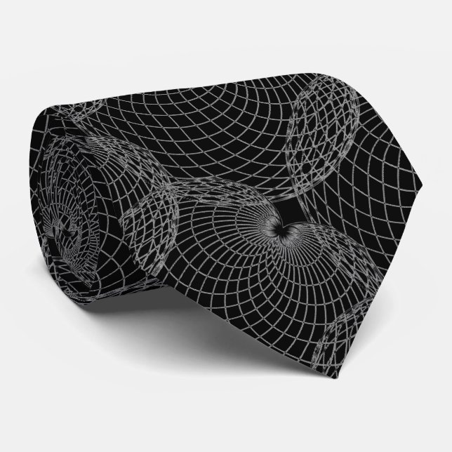 Cravate Black Smoke 000000 & Silver Grey "Spider Web" (Roulé)
